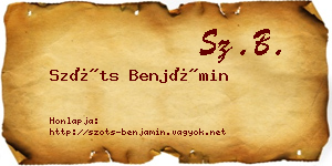 Szőts Benjámin névjegykártya